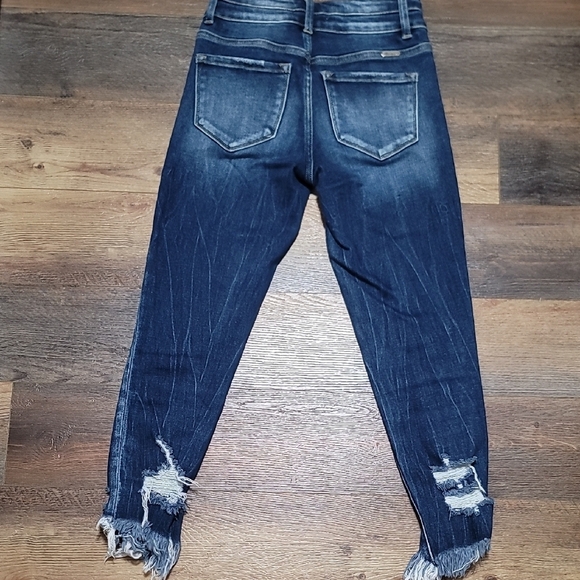 KanCan Dark Blue Frayed Hem Estillo Cropped Jeans - Picture 9 of 9